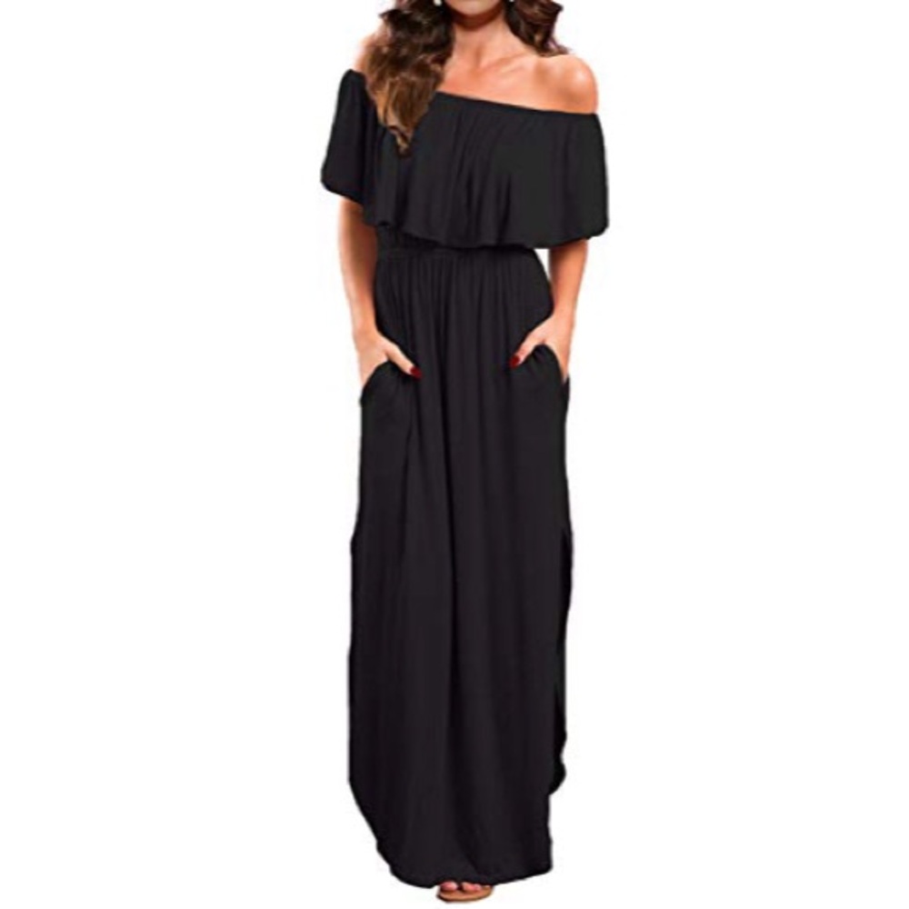 Verabendi Off Shoulder Black Maxi Dress